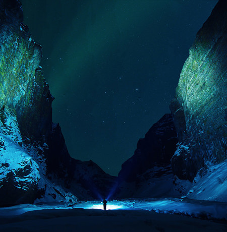  Icy Mountain Cave With Northern Lights In The Background