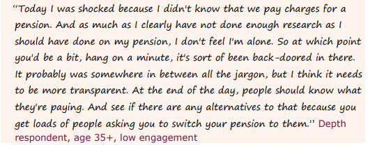 Feedback written in cursive on pension charges