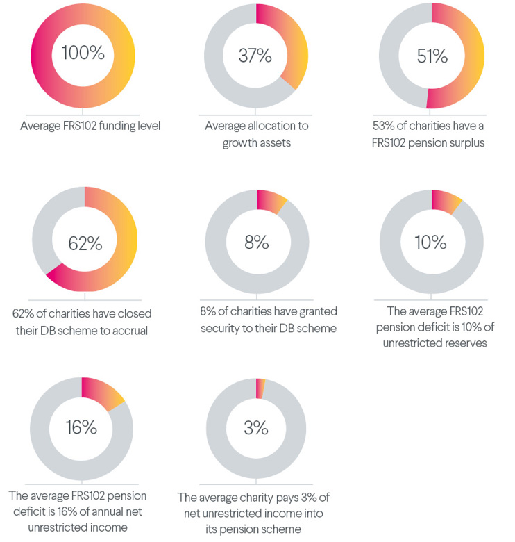 Percentage charts illustrating the key findings from the report