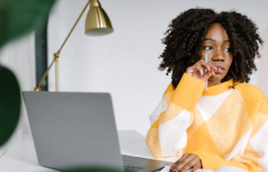 Woman working on computer