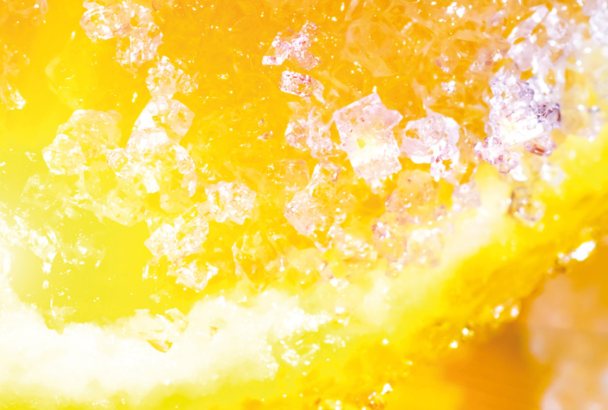 Yellow crystal close up