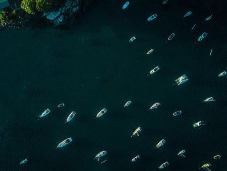 Yachts Sailing Across Calm, Open Waters Under A Clear Sky