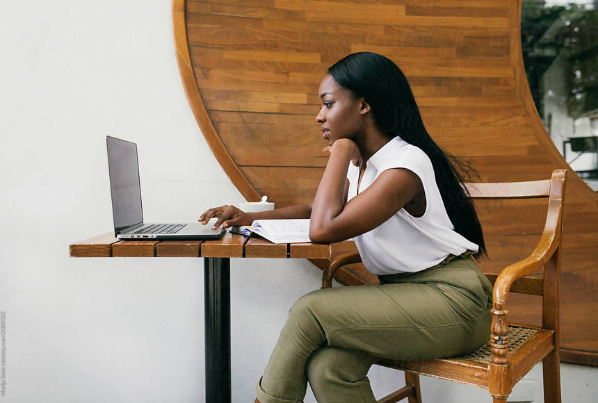 Woman working on computer 